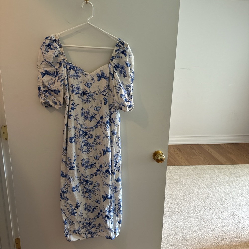 blue floral dress from h&m
